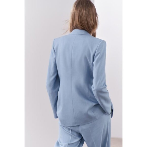 NWT ZARA ZW COLLECTION LIGHT BLUE BUTTONED TAILORED JACKET, SIZE: Small - Picture 4 of 13